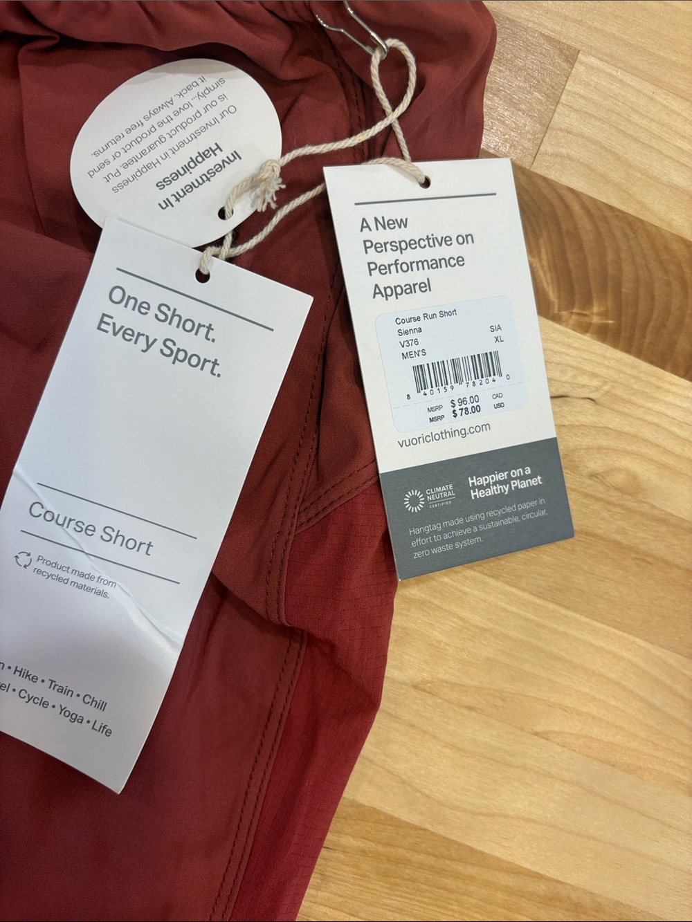 NWT Vuori Course Run Shorts sienna Mens XL Performance 5” StretchLined Solid Gym - Picture 4 of 7